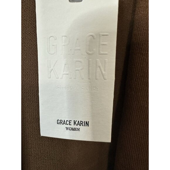 Grace Karin Brown Longline Open Front Cardigan Sweater Size XL - Picture 2 of 8
